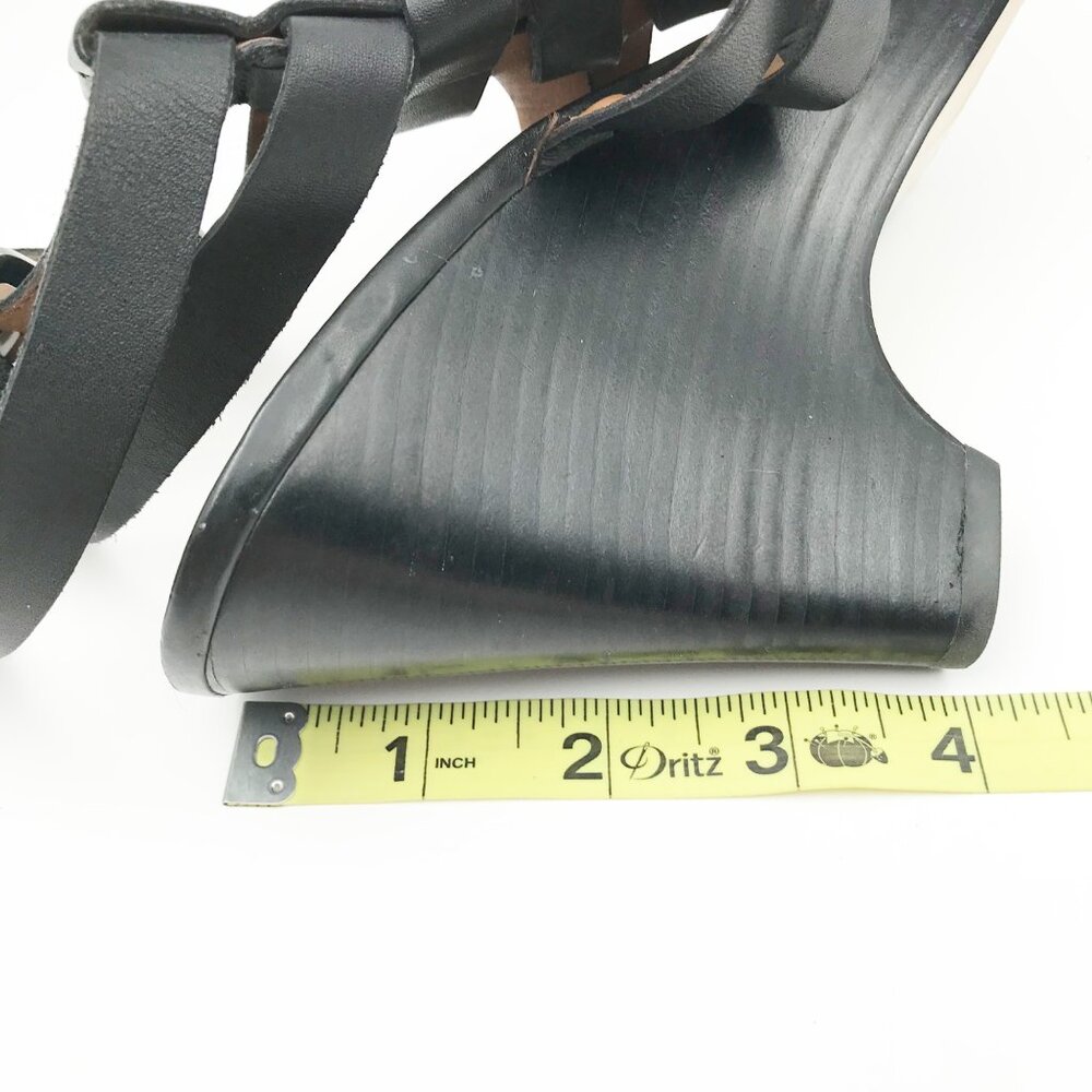 FRANCO SARTO Nikita Black Caged Wedge Heels Leather Strappy Sandals Womens 9 - Picture 12 of 12